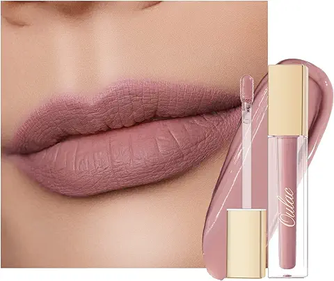 Oulac Nude Pintalabios Mate Líquido - Beige Larga Duración Labios, Muy Pigmentadas, Cobertura Total Barra de Labios, Fórmula Cremosa, Sin Transferencia,Con Aceite de Rosa, Vegano&Cruelty free M19  