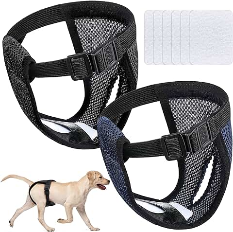 Pañales Reutilizables para Perros Lavables Pañales Ecológicos con Almohadillas Sanitarias para Mascotas Hembra Fisiológica Ajustables Duraderos Altamente Absorbentes Azul Negro 2 Piezas  