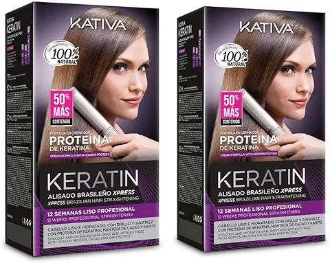Pack Super Ahorro De 2 Kativa Keratin Alisado Brasileño Xpress Tratamiento de Queratina sin Formol  