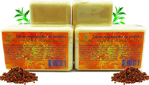 Pack x 4 Jabon Propoleo x 100g c/u. Jabón Ecológico Nutritivo, Regenerador, Hidratante y Antiséptico. Jabon Artesanal apto para todo tipo de Piel.  
