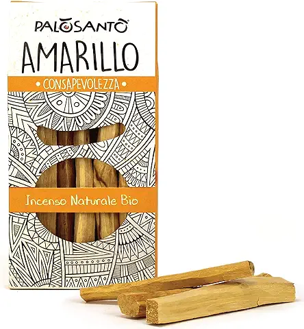 PALOSANTO - Incienso Palo Santo Amarillo - 5 Palitos - Madera Sagrada Bursera Graveolens de Ecuador - Aroma Balsámico y Fresco - Producido de Forma Etica y Sostenible  