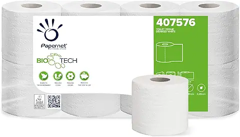 Papernet Bio Tech - Papel Higiénico (407576s), 1 Paquete de 8 Rollos de Papel Higiénico Autodisuelto para Combatir Naturalmente las Bacterias Patógenas, 2 Capas, 250 Hojas  