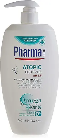 PHARMALINE Body Milk Atopic 500ml | Crema Hidratante Corporal para Pieles Atópicas o muy Secas. Sin Siliconas, Parabenos ni Sulfatos.  