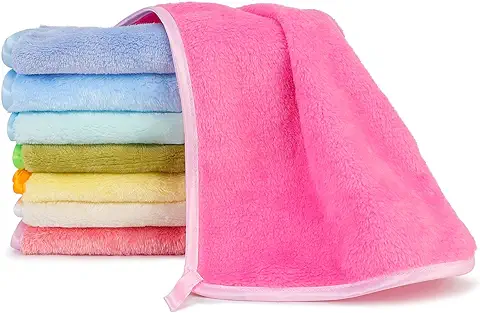 PHOGARY 8 Piezas Toallitas Desmaquillantes Reutilizable, Toalla Facial Desmaquillante de Microfibra, Paño de Limpieza Facial Lavable Almohadillas de Microfibra para Todo Tipo de Pieles Colore B  