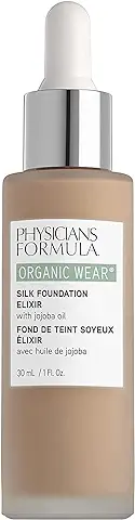 Physicians Formula, Organic Wear® Silk Foundation Elixir, Base de Maquillaje Ligera, Acabado Húmedo y Aspecto Saludable, Aceite de Jojoba Orgánico, Aloe Vera, Aceite de Coco y Flor de Cactus, Light  