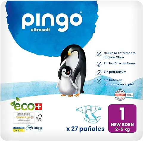Pingo Pañales Talla 1 New Born (2-5 Kg), 1 Bolsa de 27 Pañales  