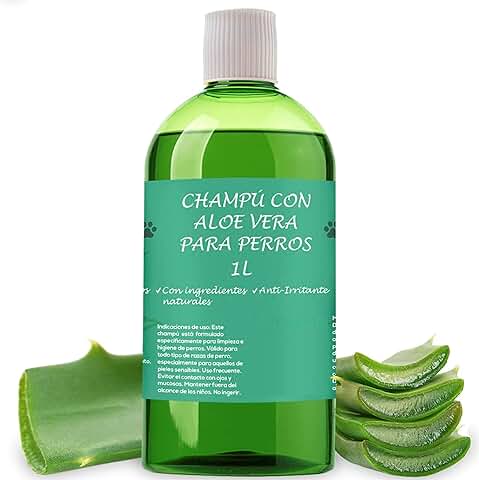 PLANTAWA Champú para Perros Aloe Vera 1L | Champu Perro para Pieles Sensibles y Dermatitis | Acción Anti Irritaciones Sin Alérgenos, Sin Parabenos, 100% Vegano con Extractos Naturales  