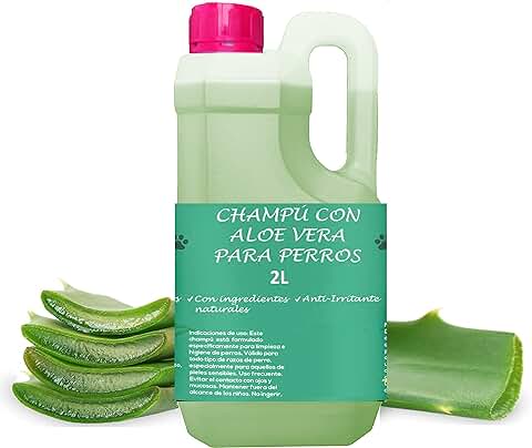 PLANTAWA Champú para Perros Aloe Vera 2L, Sin Alérgenos, Sin Parabenos, 100% Vegano, Ideal con Problemas de Piel, Dermatitis, Piel Atópica, Piel Sensible, Extractos Naturales, Sin Isotiazolonas  