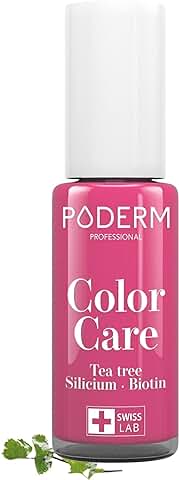 PODERM - ESMALTE DE UÑAS TEA TREE Previene y Trata HONGOS - FRAMBUESA - para LAS UÑAS AMARILLAS/DAÑADAS - Esmastas- CUIDADO 2 IN 1 - FÓRMULA ÚNICA - Hecho en Suiza  
