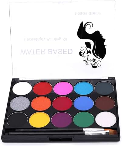 POFET Kit de Pintura Corporal para la Cara, 15 Colores, Paleta Profesional no Tóxica,para Espectáculos de Arte,Halloween,fiesta de Colsplay,maquillaje Corporal,pintura Facial para Niños  