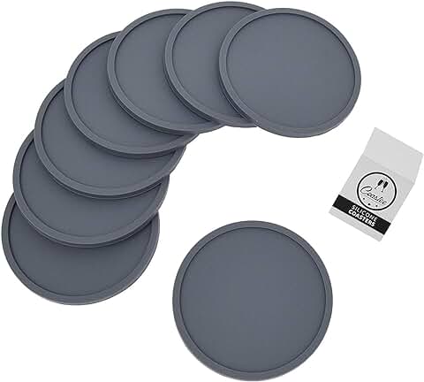 Posavasos de Silicona, (8 unidades, para bar, Salón o Cocina), Color Negro  