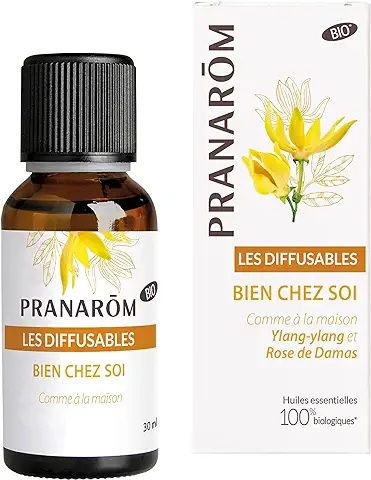 Pranarôm Les Diffusables Bien Chez Soi - Mezcla de Aceites Esenciales, para Difusor, Calma en Casa, de Ylang-Ylang y rosa de Damasco, Ecológico, 30 ml  