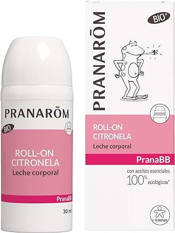 PRANARÔM - PranaBB - Roll-On Citronela - Leche Corporal Bio - Protección Natural para Bebe y Niño Desde 6 Meses - Prevención Picaduras - Mosquitos e Insectos - Protección Larga Duración - 30ml.  