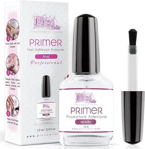 Primer Uñas Semipermanente, gel y Uñas Acrilicas, de 12 ml Deshidratador Profesional de Calidad, Primer con Acido de Uñas. Útil para Todas las Marcas y Tipos de Manicura  