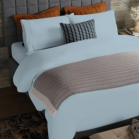 Purity Home Juego de ropa de cama de 3 Piezas, 100 % Algodón Orgánico, 200 x 200 cm, 300 Hilos, Ecológico, Tejido de Percal, Cierre de Botón, Color Aguamarina  