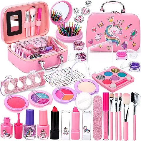 Purpledi Kit de Maquillaje Niñas , 30 Piezas Lavable, Set Maletin, Juegos de Belleza Cosméticos, Regalos No-Tóxicos para Princesas 3 4 5+ Años  