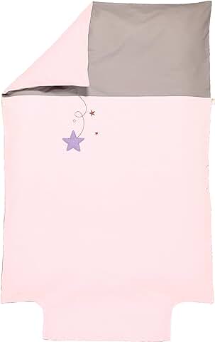 P'tit Basile - Funda Nórdica Bordada - 100x140 cm - Rosa Claro - 100% Algodón Orgánico 57 Hilos/cm2 - Saco Nórdico para Cuna Cama de Bebé o Niños Pequeños  
