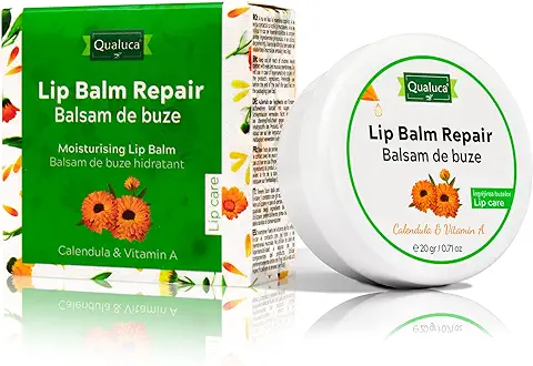 Qualuca Bálsamo Labial con Caléndula y Vitamina A, para Labios Secos y Agrietados, 20g  