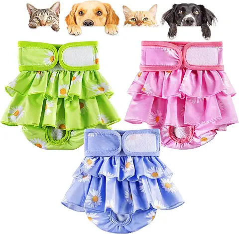 Rawhui Paquete de 3 Pañales para Perros Incontinencia Hembra, Pañales Reutilizables para Perros Lavables Braga para Celo Perras  