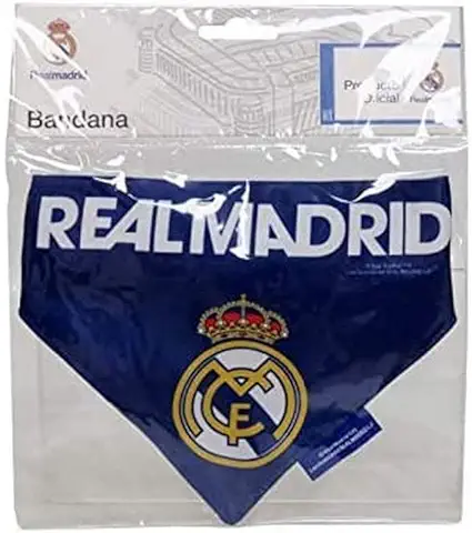 Real Madrid CF - Bandana para Mascotas, Perro y Gato, Talla Única, Ajustable y Anudable, Color Azul, Producto Oficial (CyP Brands)  