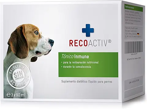 RECOACTIV Tónico Inmune para Perros, 3 x 90 ml, Suplemento Dietético para el Apoyo Inmunológico y la Prevención de los Síntomas de Carencia, Eficaz Estimulante Dietético del Apetito  