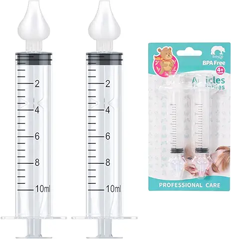 Redamancy 2 Pcs Aspirador Nasal Bebés, Limpiador de Nariz Seguro, Portátil Lavado Nasal Bebe, con Reutilizable Punta de Silicona,para Bebé  