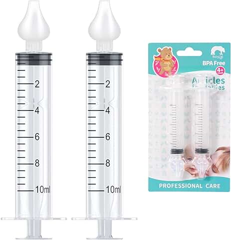 Redamancy 2 Pcs Aspirador Nasal Bebés, Limpiador de Nariz Seguro, Portátil Lavado Nasal Bebe, con Reutilizable Punta de Silicona,para Bebé  