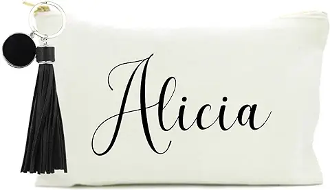 Regalos Originales para Mujer. Neceser Personalizado. Organizador de Maquillaje. Regalos Personalizados Mujer. Neceser Viaje. (Blanco Negro)  
