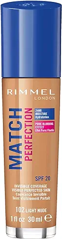 Rimmel London Match Perfection Foundation Base de Maquillaje Tono 102 Light Nude - 30 ml  