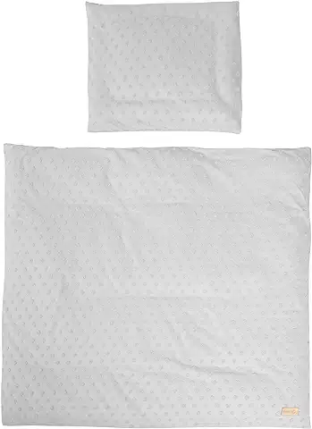 Roba Ropa de Cuna para Bebés, 2 Piezas, Funda de Edredón 80 x 80 cm + Funda de Almohada 40 x 35 cm, Algodón Orgánico GOTS y OEKO-TEX, Gris  