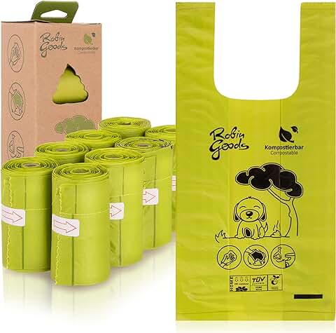 Robin Goods® Sackerl - 120 Bolsas Biodegradables para Excrementos de Perros y Gatos, Ecológicas  