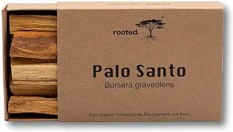 Rooted.® El Original Palo Santo – [100% NATURREIN] Incienso Indio de Perú, Madera Sagrada, Cultivo 100% Controlado y Sostenible, Meditación y Rituales de Limpieza  