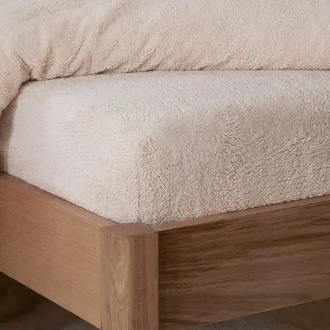 Ropa de Cama Sleepdown - Sábana Bajera Ajustable de Forro Polar, Térmica, Lisa, Cálida, Agradable y Supersuave, Tamaño Individual, Color Natural  