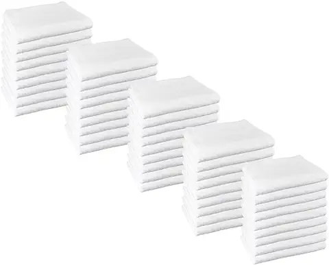 ROYAL EUROPE TEXTILE SL Set de 50 Toallas para SPA Medidas 30x50 cm de 100% Algodón Calidad Hotel. Color Blanco. 450 Gramos/m2.  