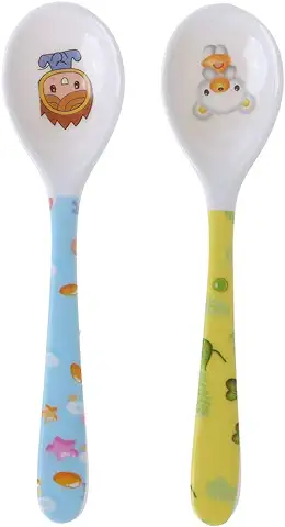 RROVE Cuchara para Bebés Alimentador Seguro Suministros de Aprendizaje, Cubiertos Cubiertos Vajilla Infantil Niños Niños Cabeza Recta Alimentación Alimentación  