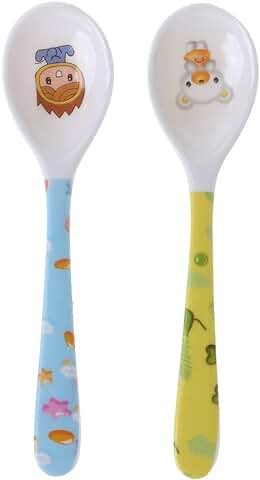 RROVE Cuchara para Bebés Alimentador Seguro Suministros de Aprendizaje, Cubiertos Cubiertos Vajilla Infantil Niños Niños Cabeza Recta Alimentación Alimentación  