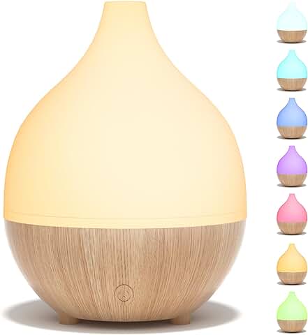 SALKING 100ml Difusor de Aceites Esenciales, Pequeño Difusor de Aromaterapia con 8 Colores, Humidificador con Luces Blancas Cálidas, Luz de Noche para Bebés, Difusor Ultrasonico para Casa  