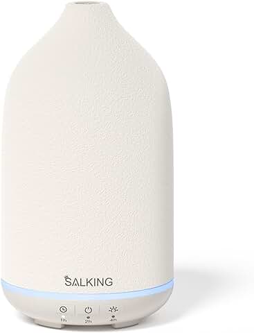 SALKING Humidificador Difusor de Aceites Esenciales Cerámica,Difusores de Aromaterapia Ultrasónicos con Temporizadores, Ajustables en Modo de Niebla,para el Hogar del Dormitorio de Oficina (150 ml)  
