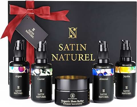 San Valentin Regalos Mujer - Regalos Originales para Mujer - Cuidado del Cuerpo Orgánico con Aceite de Ricino + Aceite de Almendras + Aceite de Argan + Jojoba - Regalos para Mujer por Satin Naturel  
