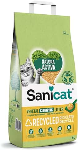 Sanicat - Lecho Aglomerante para Gatos de Mazorca de Maíz Reciclada, Absorción Superior y Control de Olores, Producto Ecológico y Biodegradable, 6 L de Capacidad  