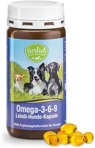 Sankt Bernhard Omega 3-6-9 para Perros - Cuida la Piel y el Pelaje de tu Perro - 180 Cápsulas para 1-3 Meses  
