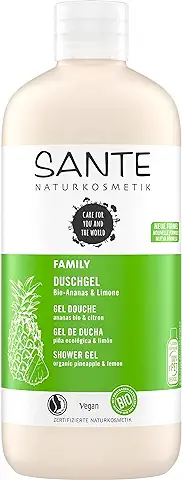 Sante Naturkosmetik Naturkosmetik - Gel de Ducha Orgánico de Piña y Lima, Tamaño Familiar de 500 ml, con Dispensador, Aroma Afrutado y Fresco, Vegano, sin Microplástico, para Mujeres y Hombres  