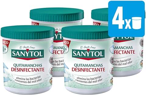 Sanytol - Quitamanchas Desinfectante en Polvo, sin Lejía, Pack [ 4 x 450 gr], Total: 1800 gr  