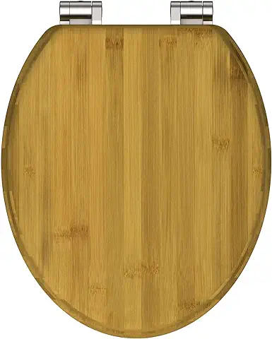 Schütte 81001 Asiento de Inodoro de Bambú, tapa de Inodoro Maciza de Materia Prima Sostenible (bambú), apto para Todas las Tazas de Inodoro Estándar, Carga Máxima del Asiento de Inodoro 150 kg  