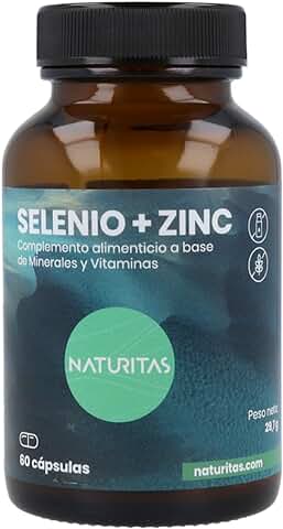Selenio + Zinc 60 Cápsulas Naturitas Essentials | Mantiene la piel y el Cabello en Buenas Condiciones | Complemento Alimenticio  