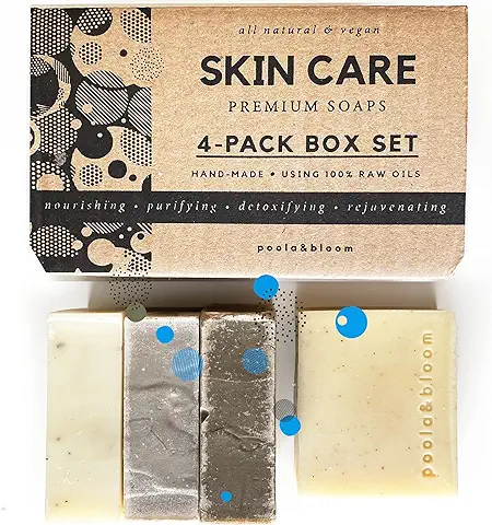 Set De 4 Jabones Veganos - Exfoliante De Té Negro, Exfoliante De Café Negro, Jabón De Lodo Del Mar Muerto, Jabón De Lodo Y Mineral - Jabón Natural Para Hombres Y Mujeres - 480g  