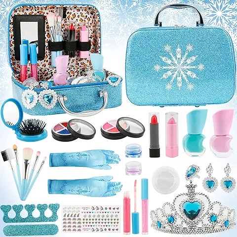 Set de Maquillaje Niñas, Sterneer 27 Piezas Kit de Maquillaje Niñas, Juego de Maquillaje Seguro y No Tóxico, Cosméticos Lavables, Regalo de Cumpleaños y Navidad para Niñas  