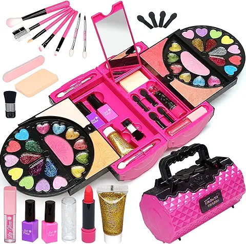 Set de Maquillaje para Niñas - 59 Piezas Maquillaje Niña Antialérgicos, Regalos de Maquillaje Seguros y No Tóxicos para Regalos de Cumpleaños de Navidad para Niñas de 3+ 5 6 7 8 9 10 Años  