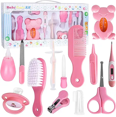 Set Para Cuidado Del Bebé, RoseFlower 13 Piezas kit Aseo Bebé Recien Nacido Higiene - Bebé Kit de Cuidado de Salud Seguro Infantil Enfermera Diaria Herramienta para el Uso Diario, Regalos para Bebes  