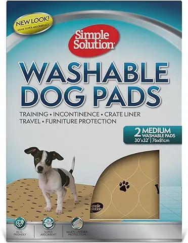 Simple Solution Almohadillas Lavables para Entrenamiento y Viaje, Almohadillas Reutilizables para Orina de Perro, Absorbentes y que Controlan el Olor, Medianas - Paquete de 2  